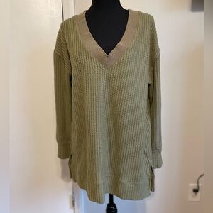 Long Sleeve Oversized V-Neck Top